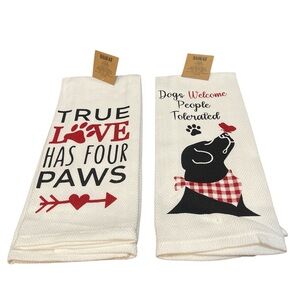 Dog Themed Kitchen Towels with Red and Black Design